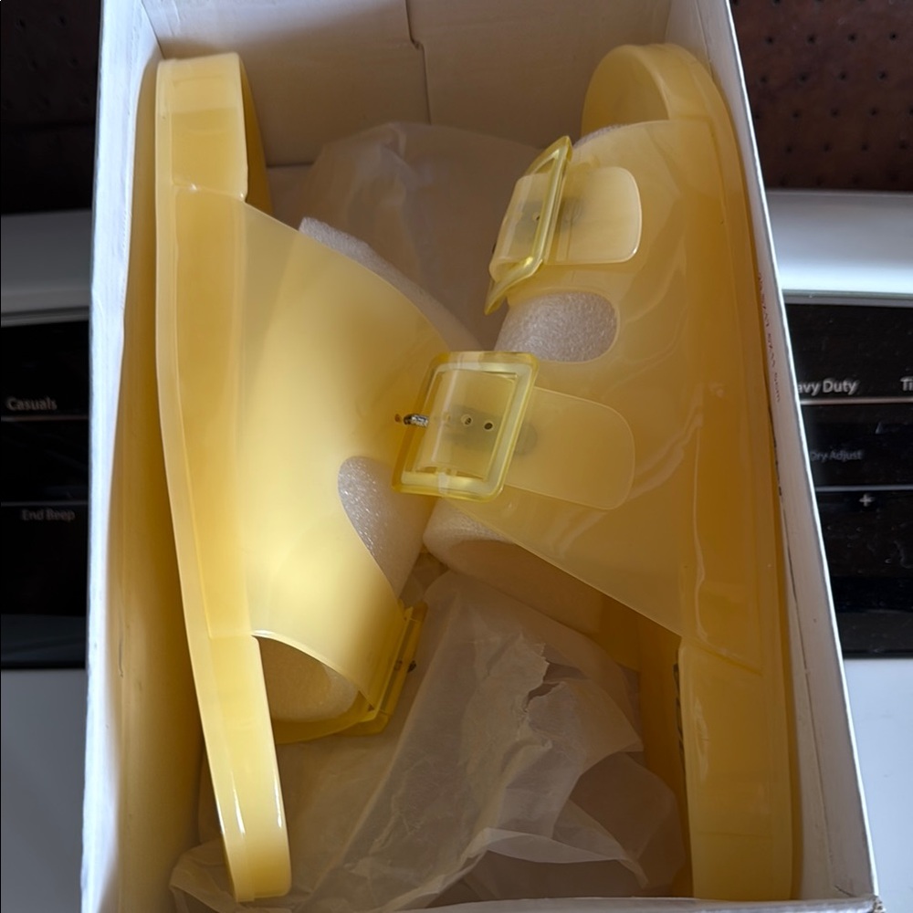 Soda Yellow Slide Sandals - Picture 2 of 4